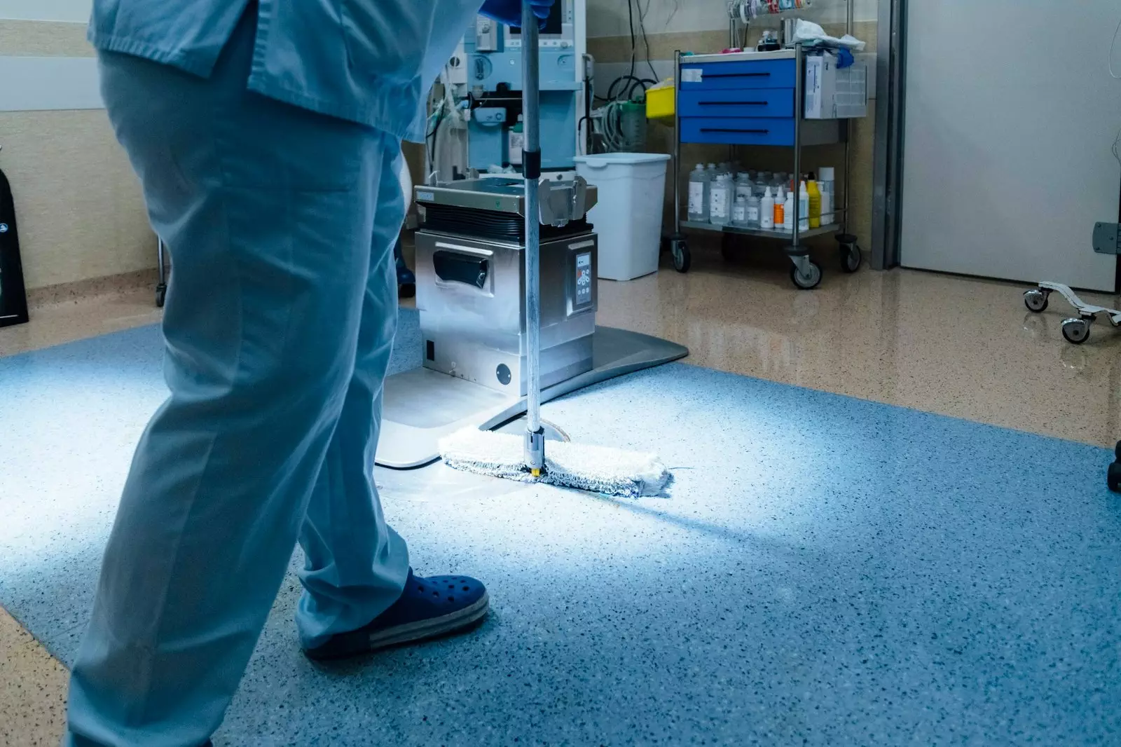 Concept photo of A hospital worker doing cleaning in operation room